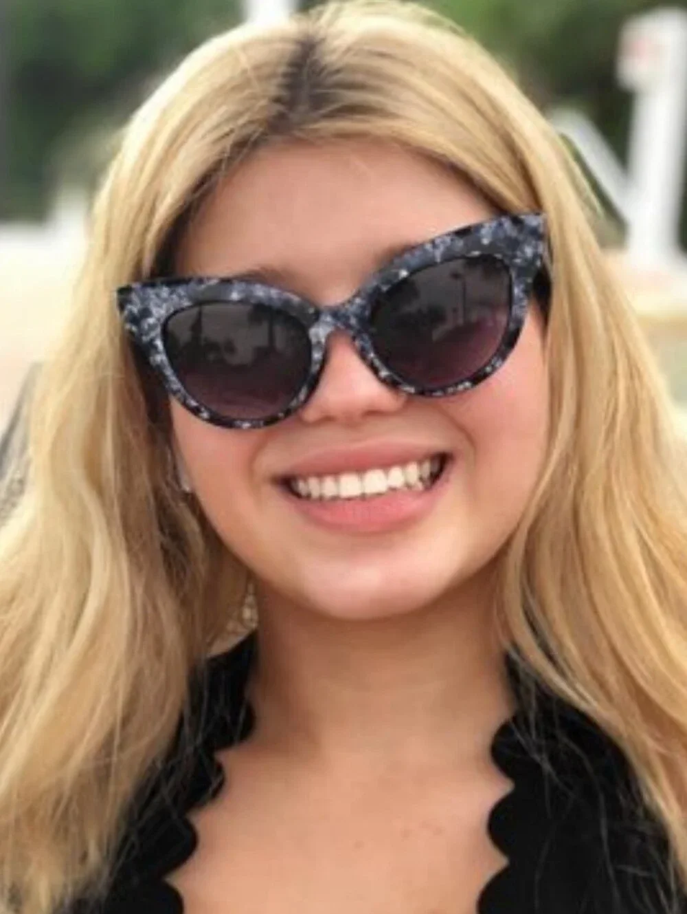 Free People Cosmopolitan Marble Black Cat-Eye Sunglasses